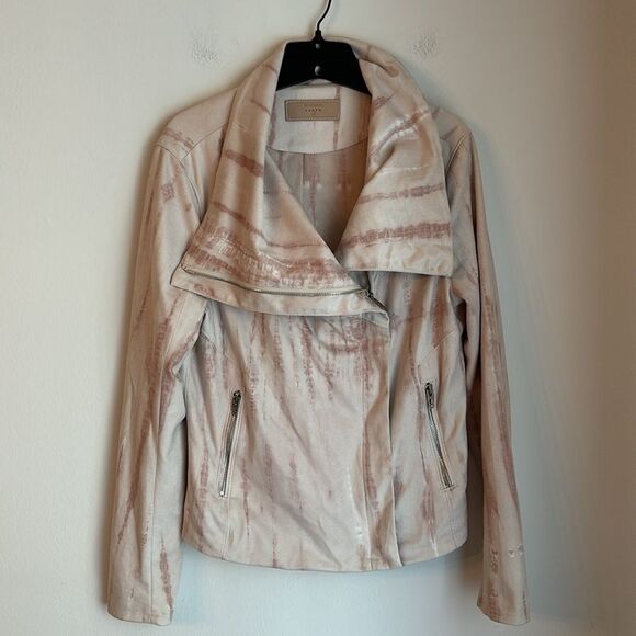 BLANK NYC WOMEN MOTO JACKET TIE DYE BLUSH FAUX BLUSH SUEDE SOFT COAT MEDIUM EUC! - Picture 8 of 15
